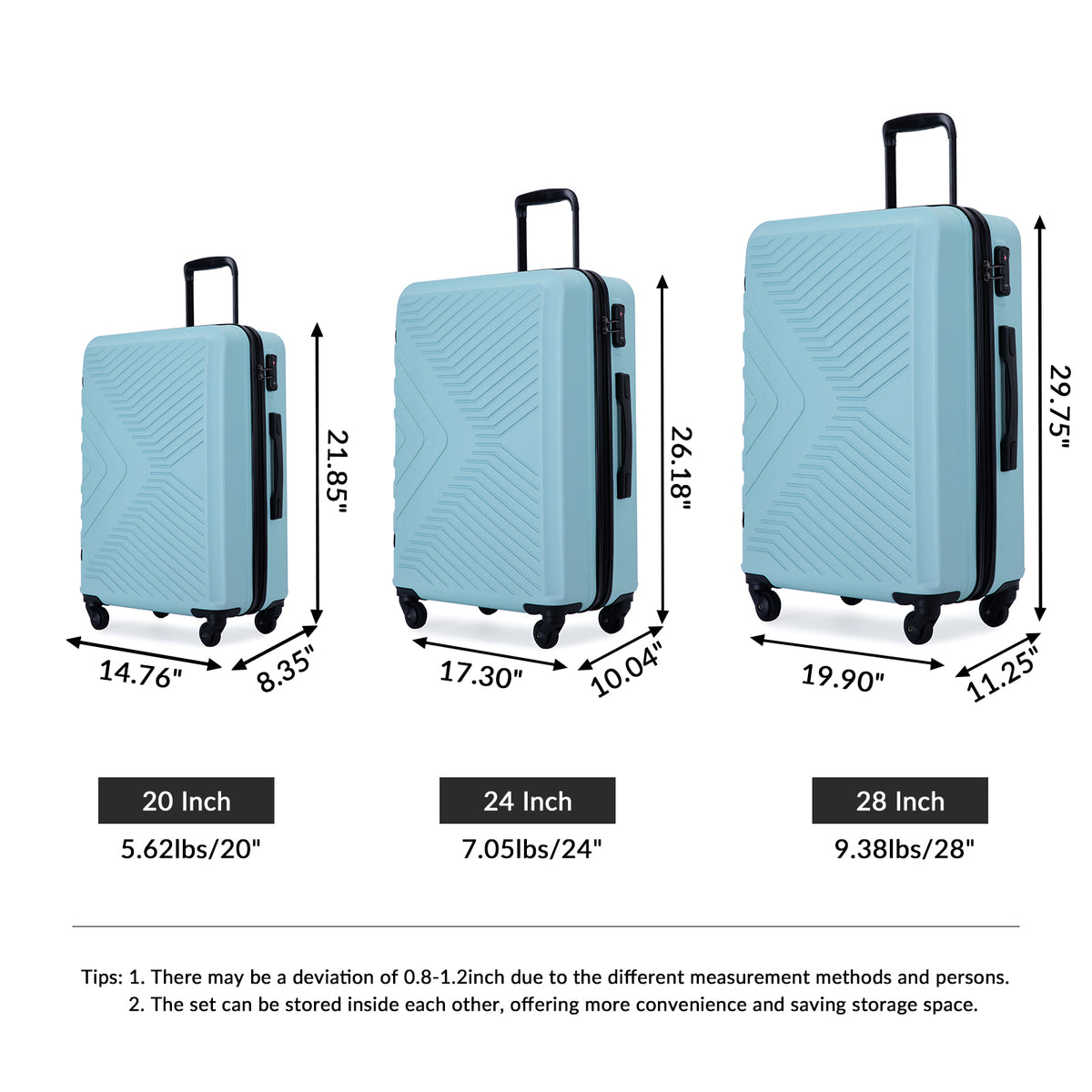 3 Piece Luggage Sets With TSA Lock